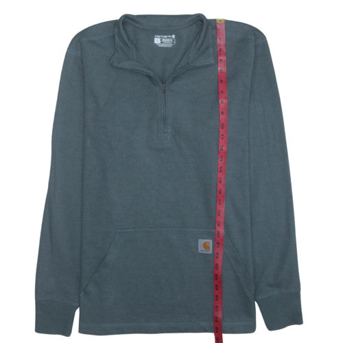 Carhartt Mens Blue Relaxed Fit 1/4 Zip Pullover Sweatshirt L