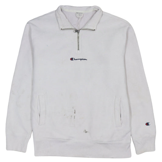 Champion Men's White XS 1/4 Zip Fleece Sweatshirt