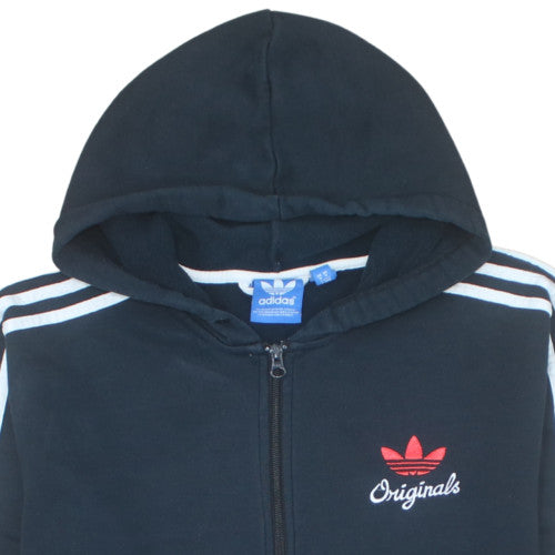 Adidas Originals Mens Black Full Zip Hoodie Size M Zip Logo Hooded