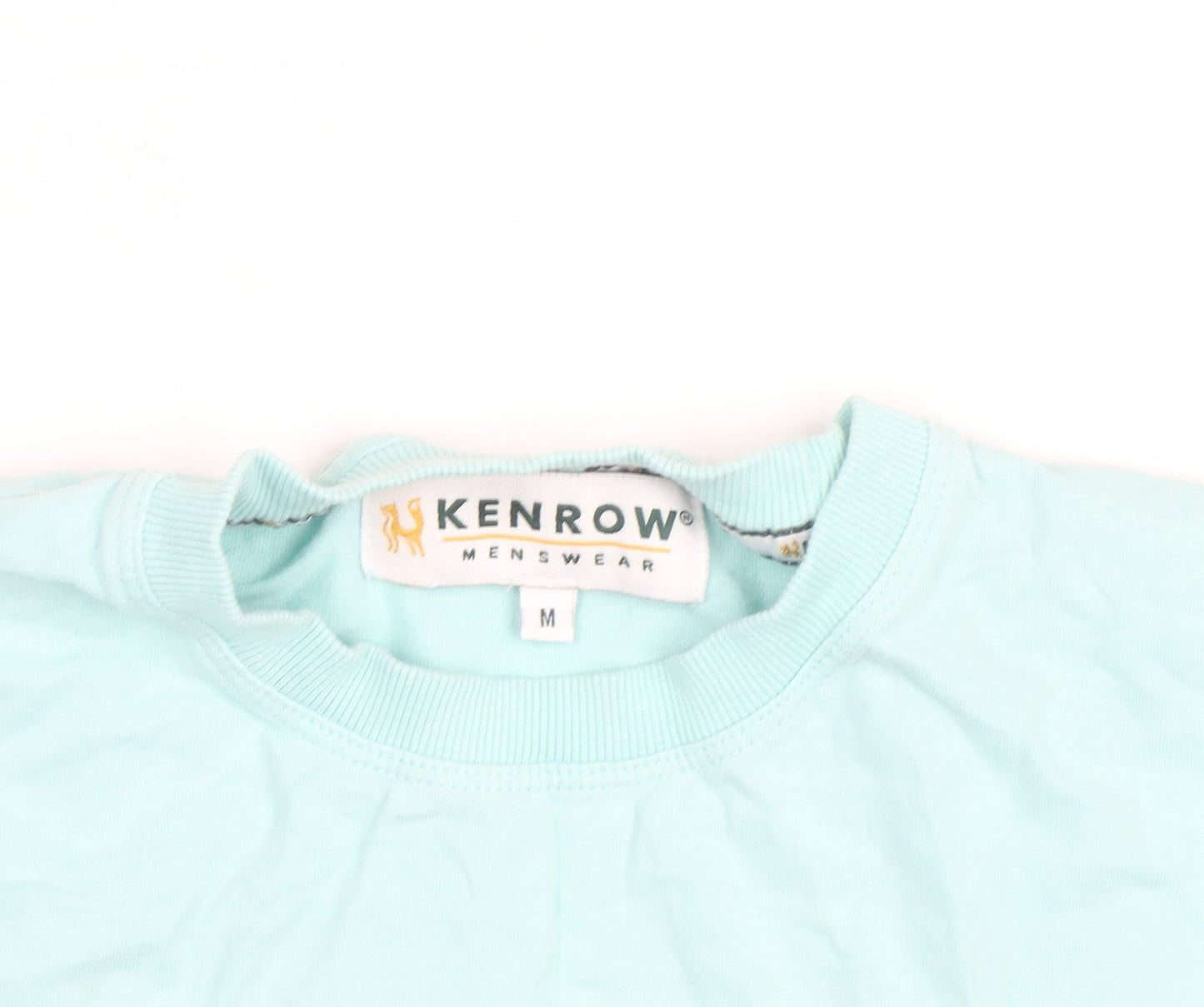 Kenrow Mens Mint Blue Crew Neck Cotton Short Sleeve T-Shirt M