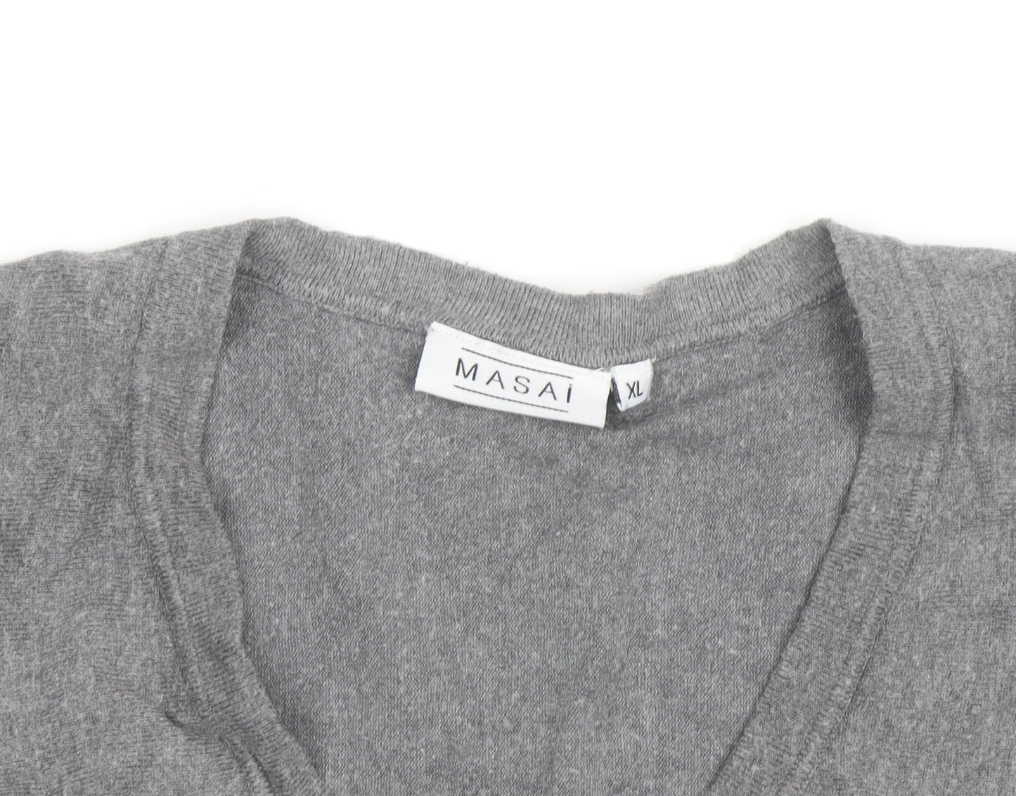 Masai Women’s Grey Wool Blend V-Neck Relaxed Fit Jumper XL