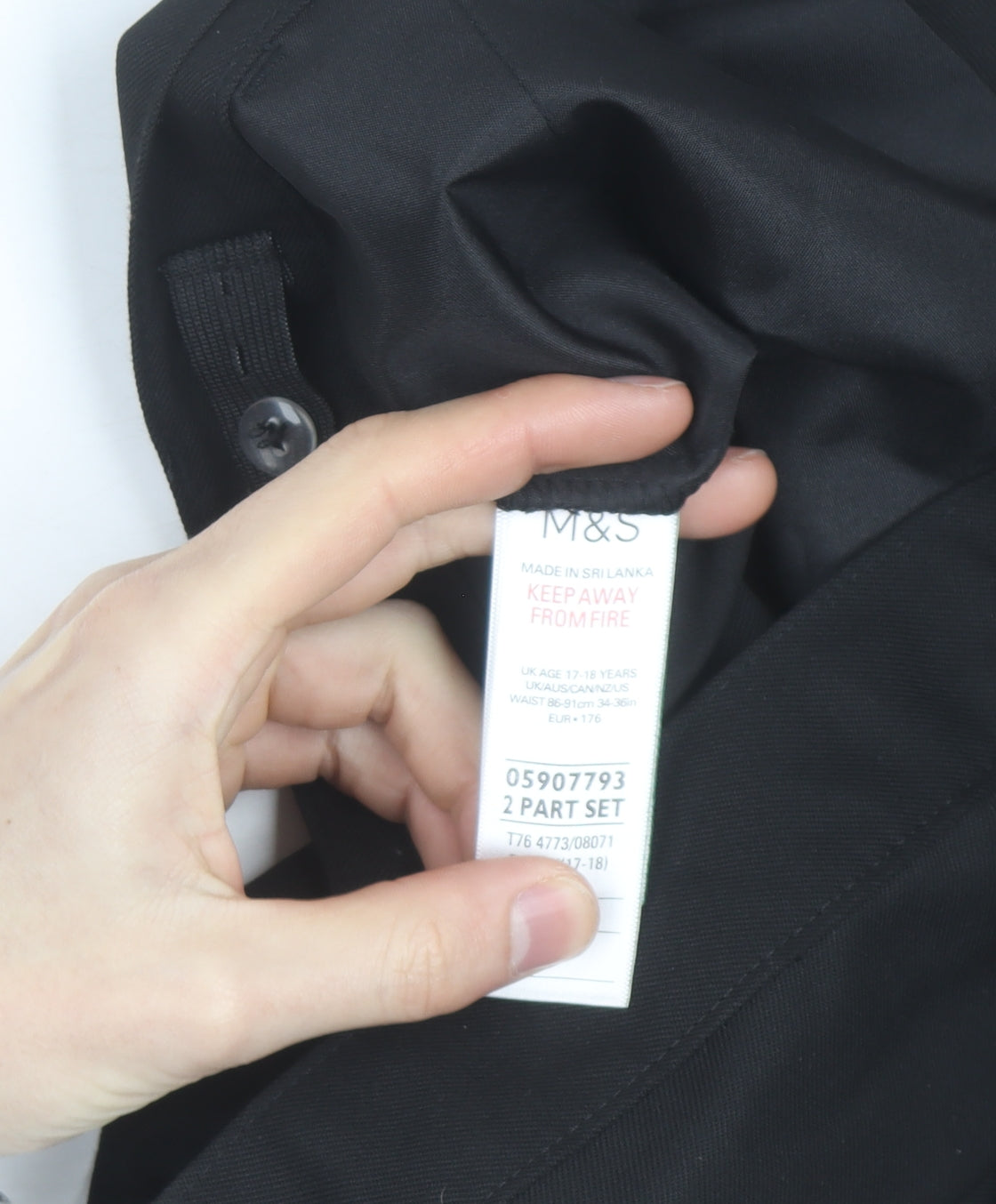 Marks and Spencer Boys Black 17-18 Years Regular Fit School Dress Pants