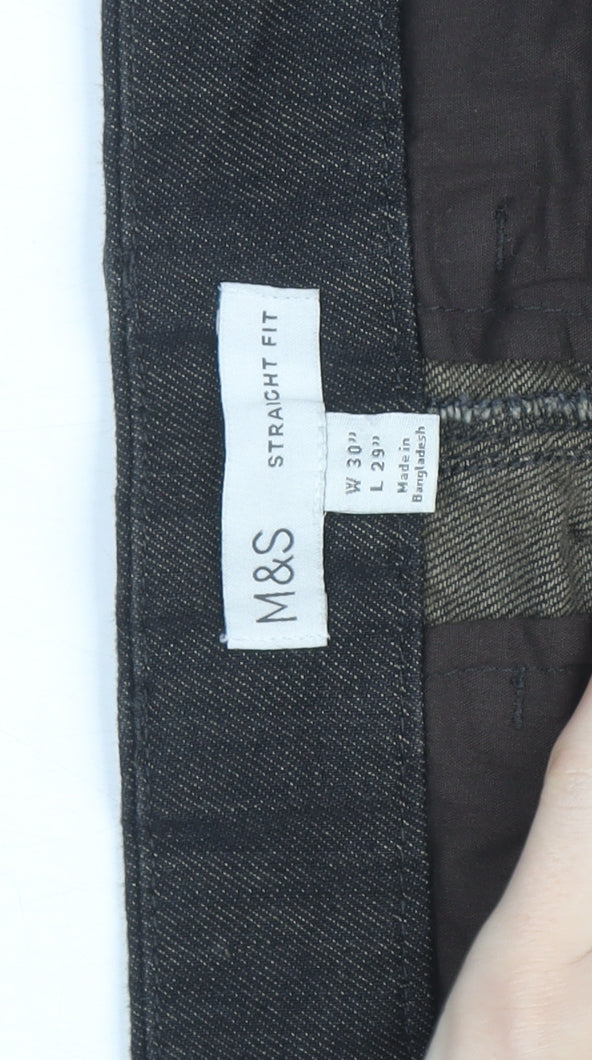 Marks and Spencer Men's Black Straight Fit Jeans W30 L29