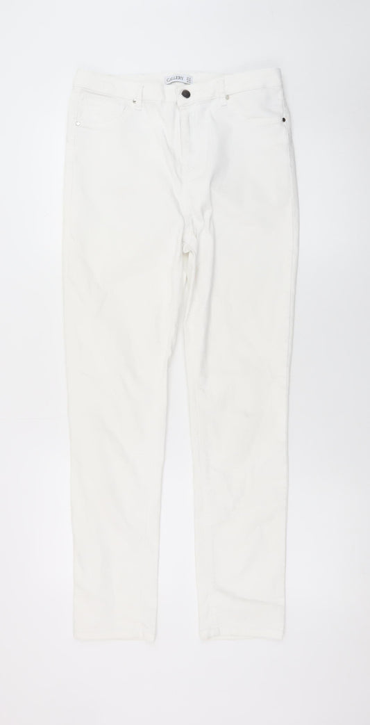 Additional front view of Gallery Women White, size 14, Straight Stretch Jeans