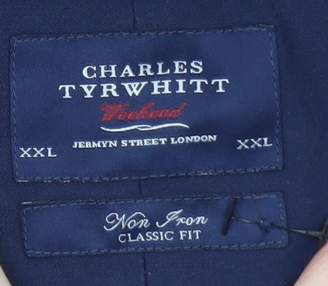 Charles Tyrwhitt Men's Blue XXL Classic Fit Non-Iron Dress Shirt
