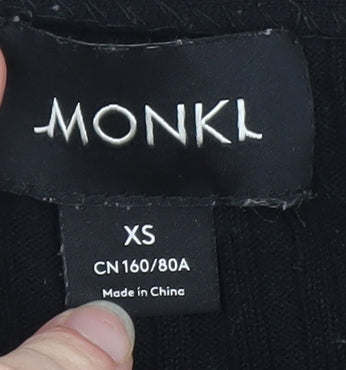 Monki Womens Black Cropped Ribbed Long Sleeve Top XS