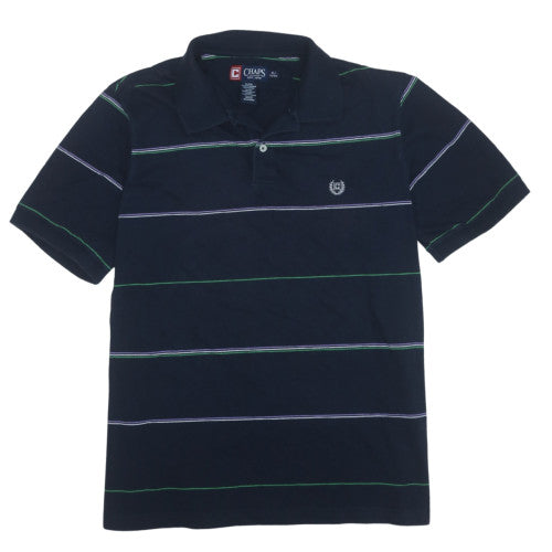 Chaps Men's Black Striped Polo Shirt XL Cotton Classic Fit