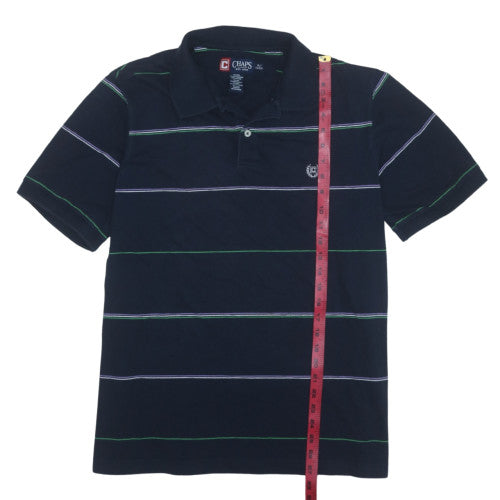 Chaps Men's Black Striped Polo Shirt XL Cotton Classic Fit