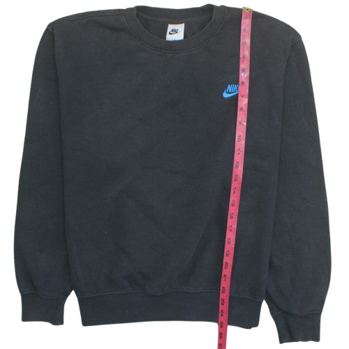 Nike Womens Black Blue Logo Crew Neck Pullover Sweatshirt M