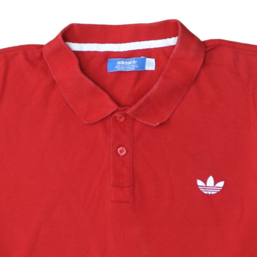 adidas Men's Red Collared Short Sleeve Cotton T-Shirt 2XL