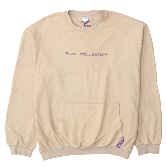 Puma Women Beige Pullover Sweatshirt M Crew Neck Cotton Blend