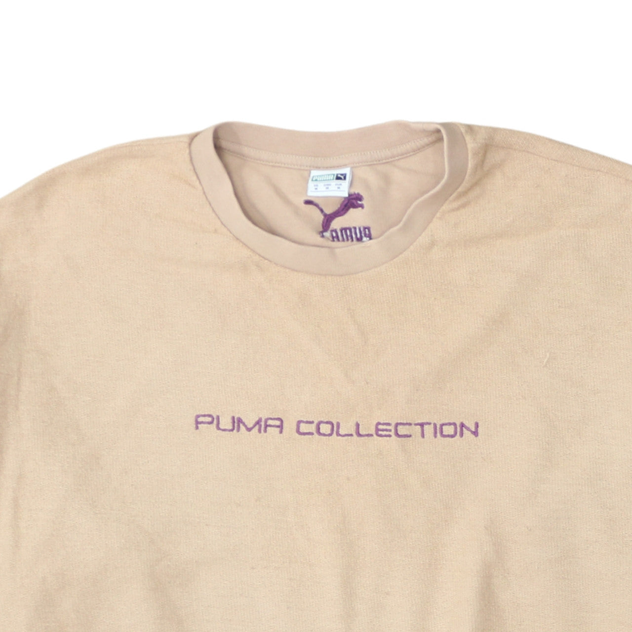 Puma Women Beige Pullover Sweatshirt M Crew Neck Cotton Blend