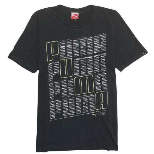 Puma Men's Black Graphic Print Crew Neck Cotton T-Shirt Size M