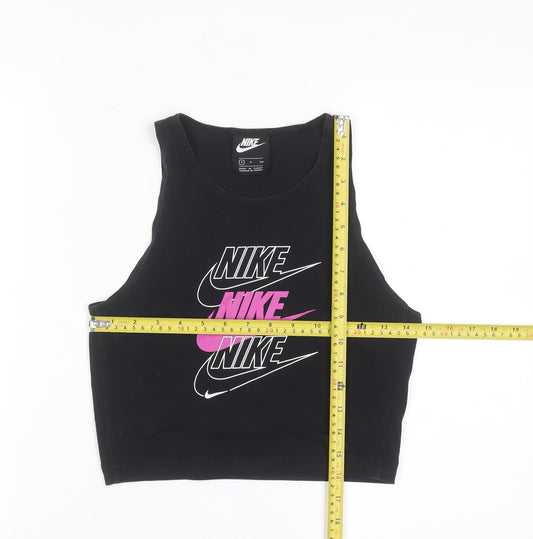 Nike Women's Black Cropped Tank Top S Sleeveless Cotton Stretch