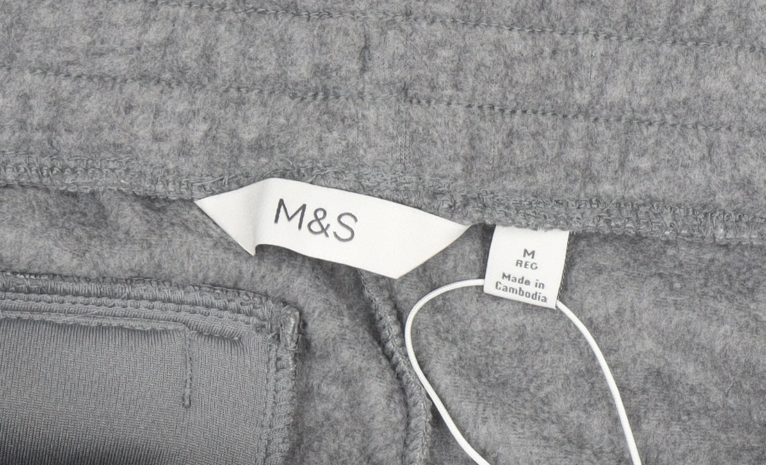Marks and Spencer Men's Grey Fleece Sweatpants M Regular Fit