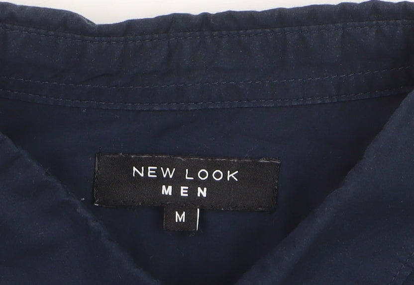 New Look Men Blue Cotton Long Sleeve Regular Fit Button-Up Shirt M