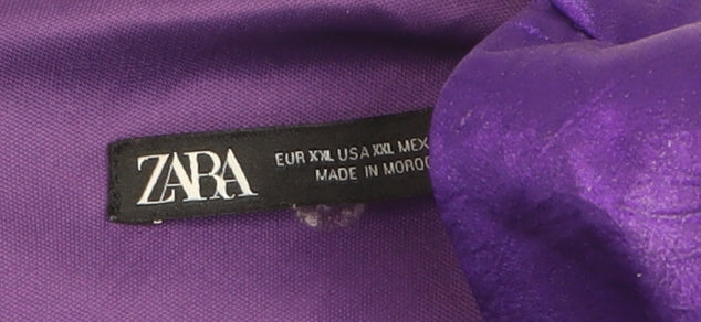 Zara Women Purple Wrap Bodysuit Top XXL Long Sleeve Polyester