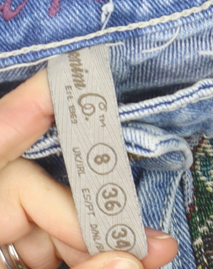Denim Co. Women's Blue Size 8 Cut-Off Denim Shorts Bohemian Paisley