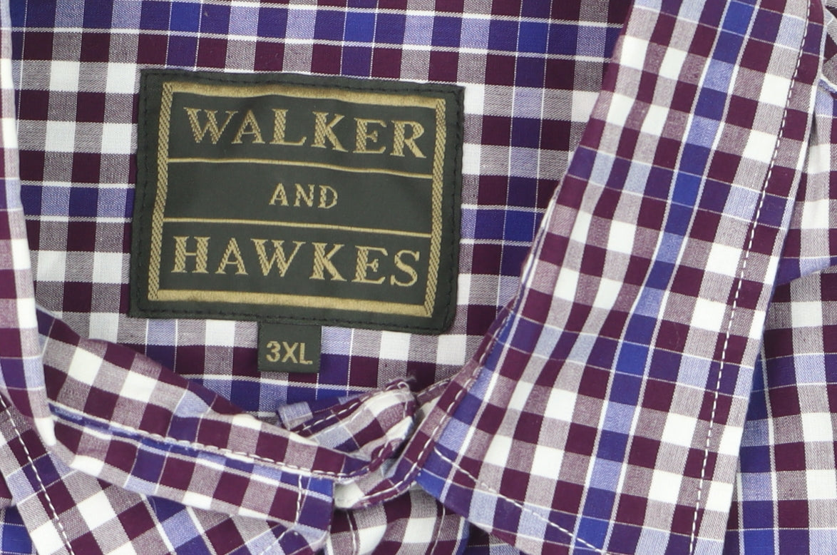 Walker and Hawkes Men's Multicoloured Check 3XL Cotton Short Sleeve Button-Up Shirt