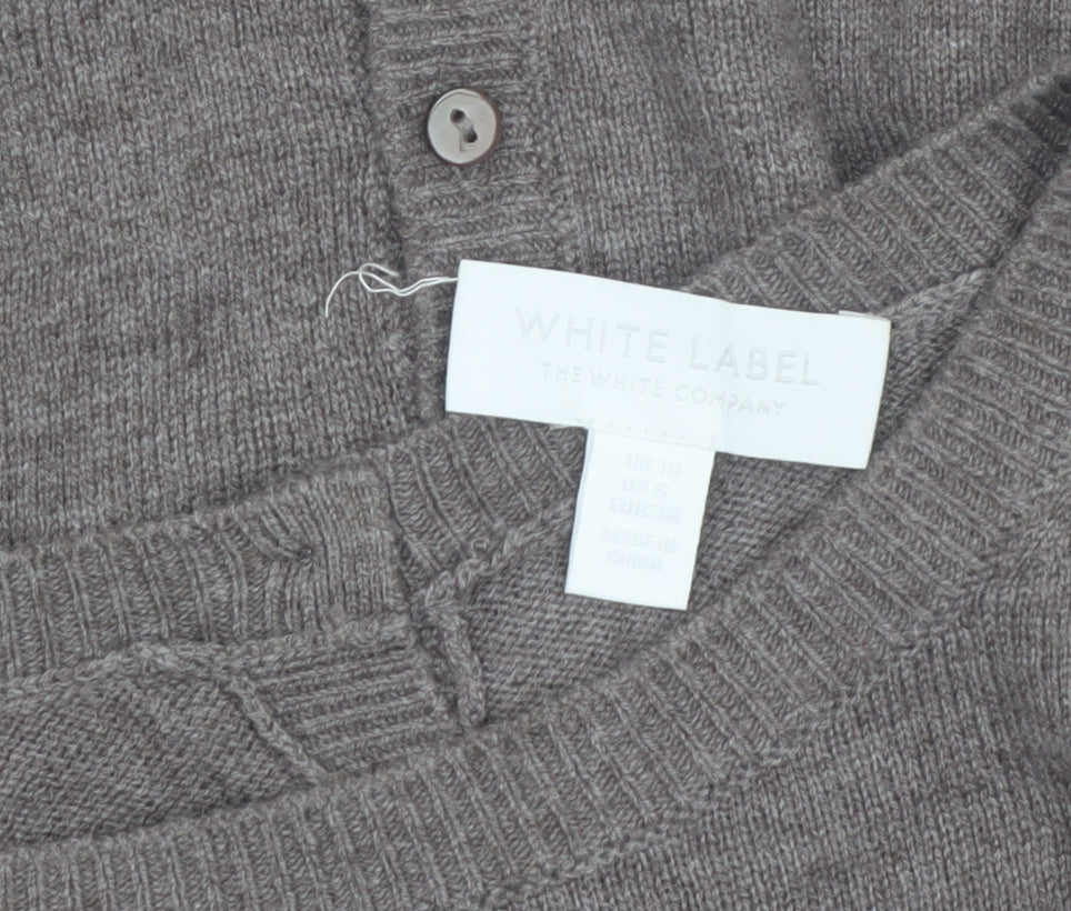 The White Company Women’s Brown Wool Cashmere Button Back Cardigan UK 10