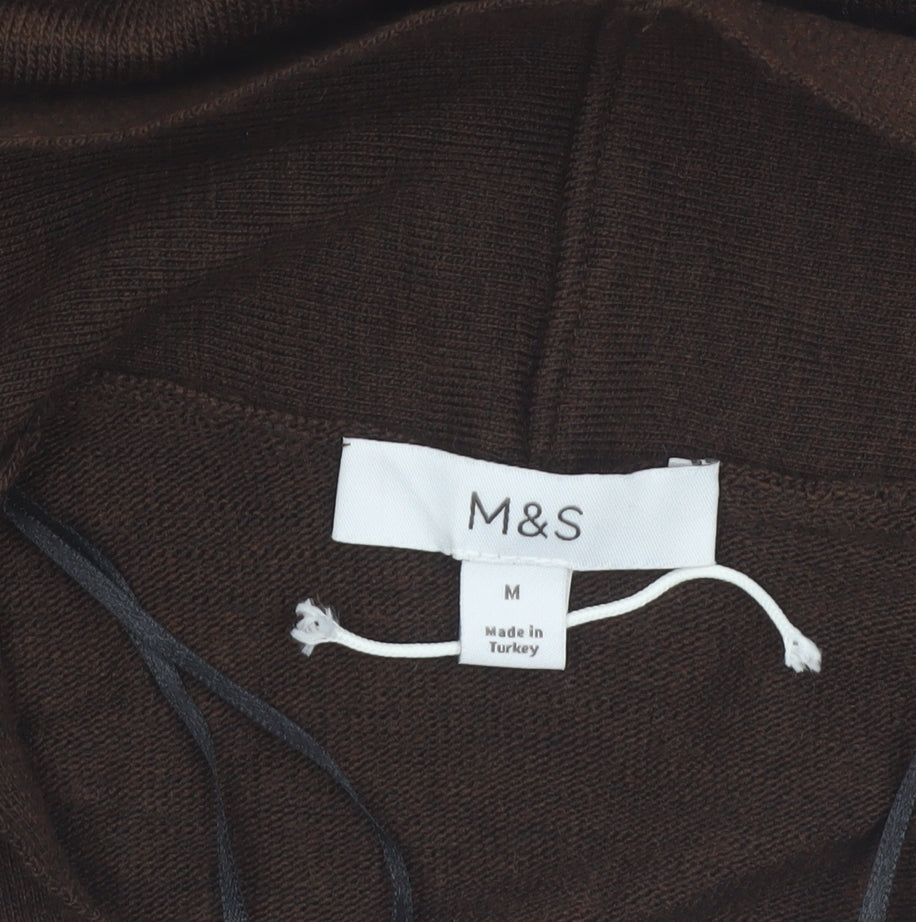 Marks and Spencer Women's Brown M Collared Knit Cardigan