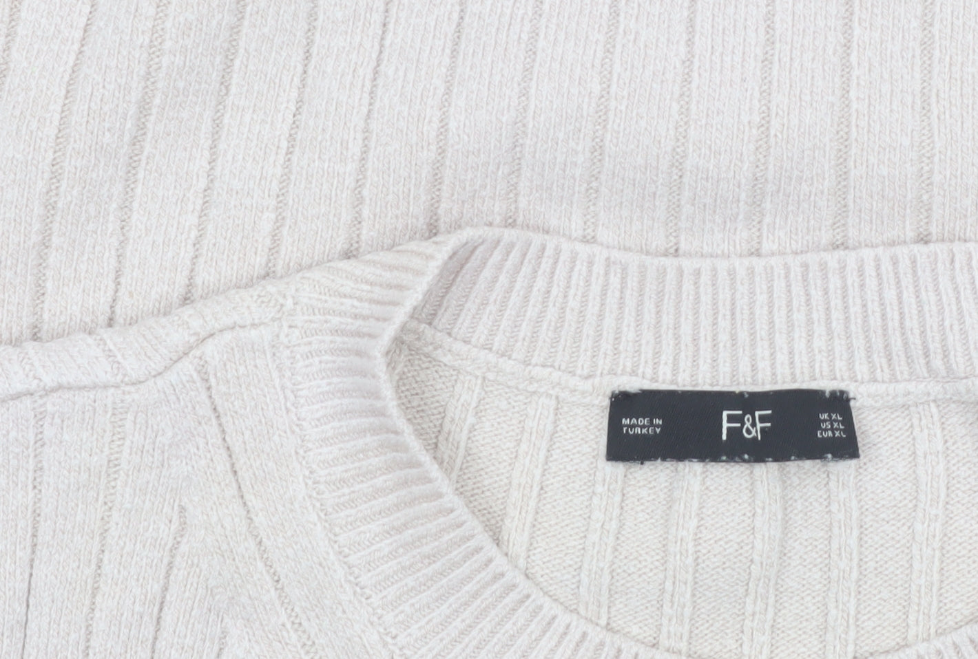 F&F Women Beige Ribbed Knit Sleeveless Vest Jumper Size XL