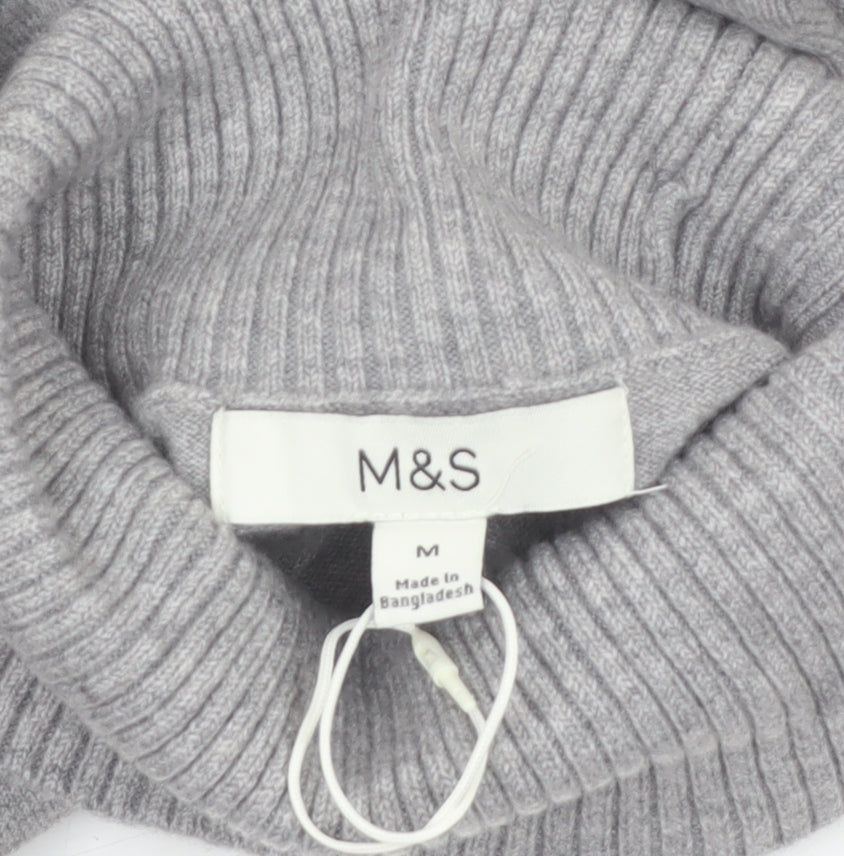 Marks and Spencer Womens Grey Roll Neck Jumper Size M