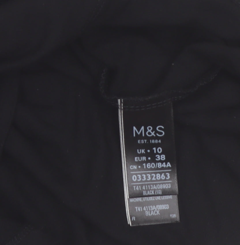 Marks and Spencer Womens Black 3/4 Sleeve Boat Neck Jersey Top Size 10