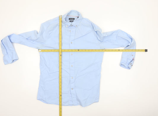 Calvin Klein Men's Blue Slim Fit Button-Down Shirt Size S