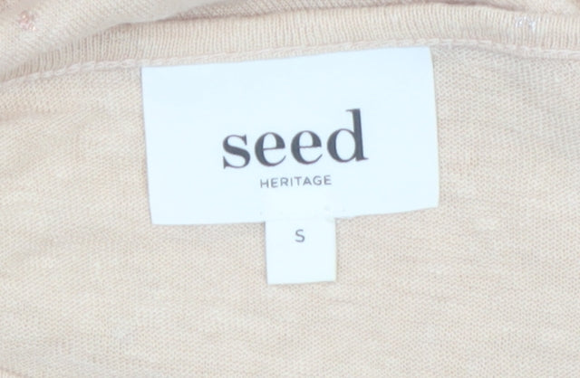 Seed Heritage Women’s Beige Linen Relaxed Fit Short Sleeve T-Shirt S
