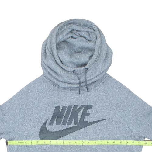 Nike Women Grey Hoodie Medium Funnel Neck Pullover Cotton Blend
