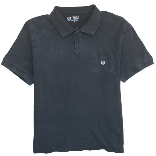 Chaps Men's Black Cotton Short Sleeve Polo Shirt XL