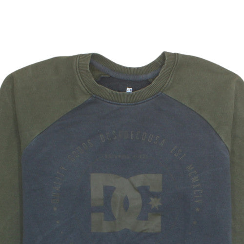 DC Men Green Crew Neck Fleece Logo Sweatshirt Size Small