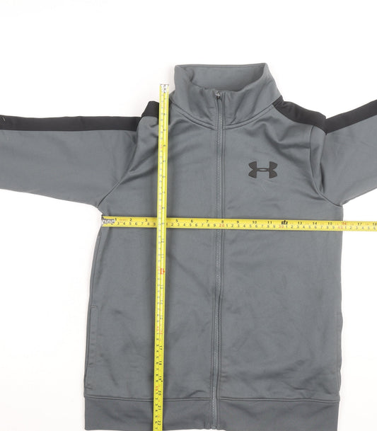 Under Armour Girls Grey Medium Full Zip Track Jacket Teen Sportswear