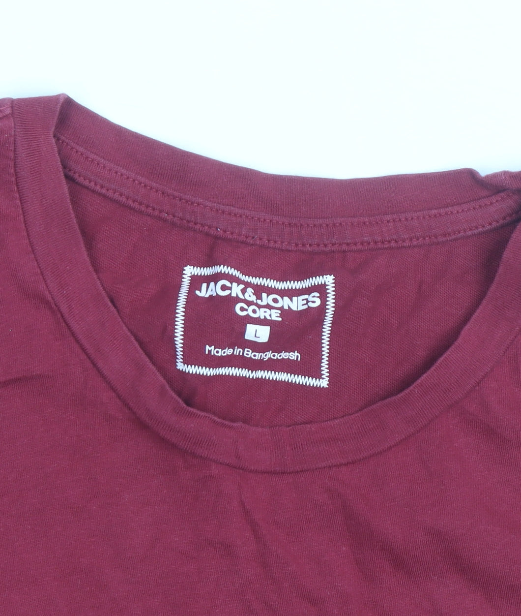 Jack & Jones Men's Red Crew Neck Regular Fit Cotton T-Shirt L