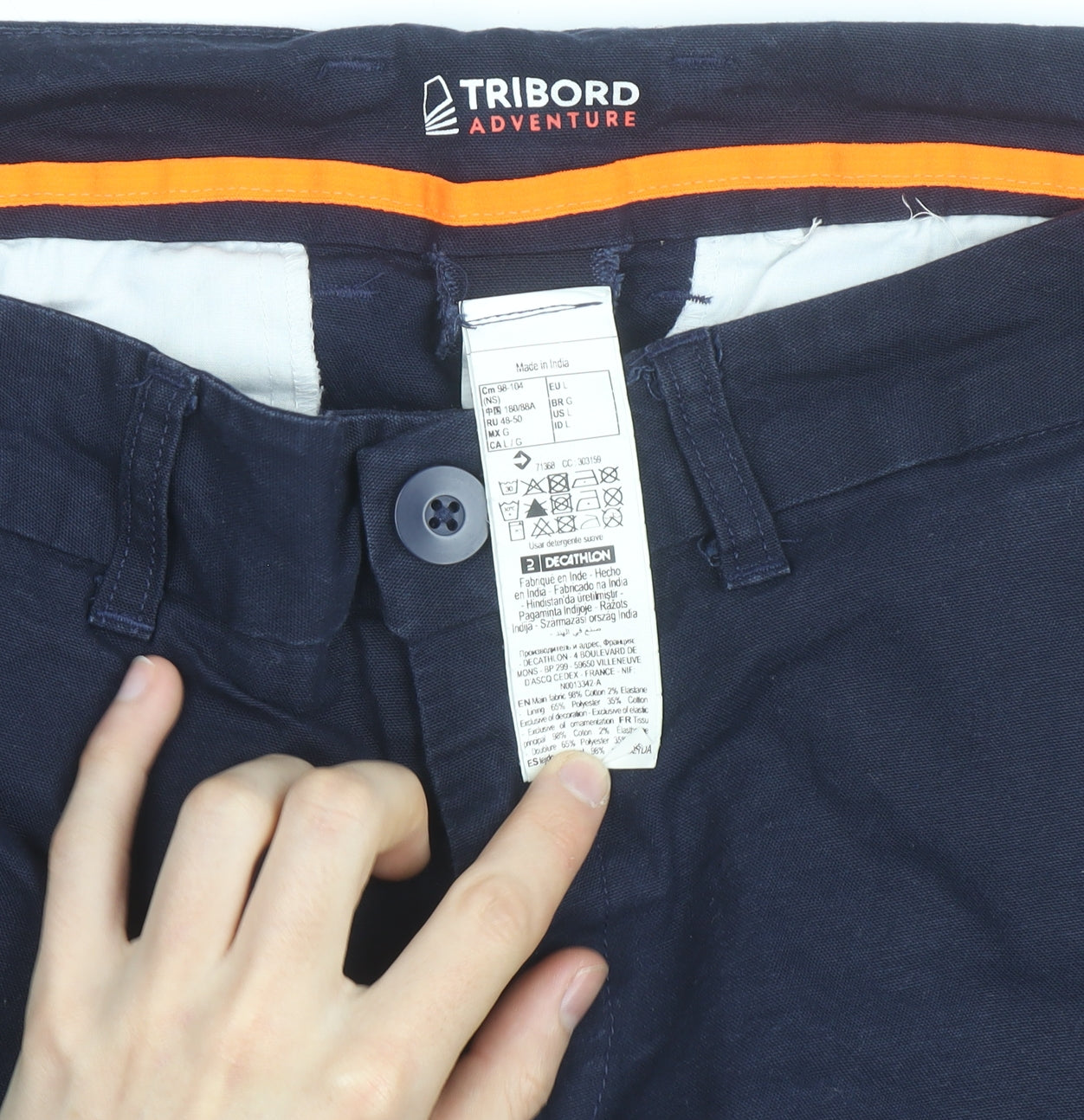 Tribord Mens Blue Chino Shorts L Regular Fit Casual Lightweight