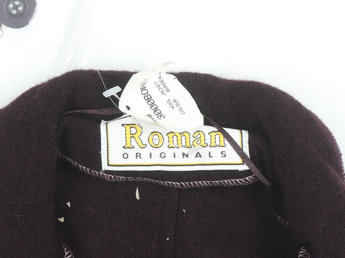 Additional view of Roman Originals Women Brown Wool Collared Knit Cardigan M