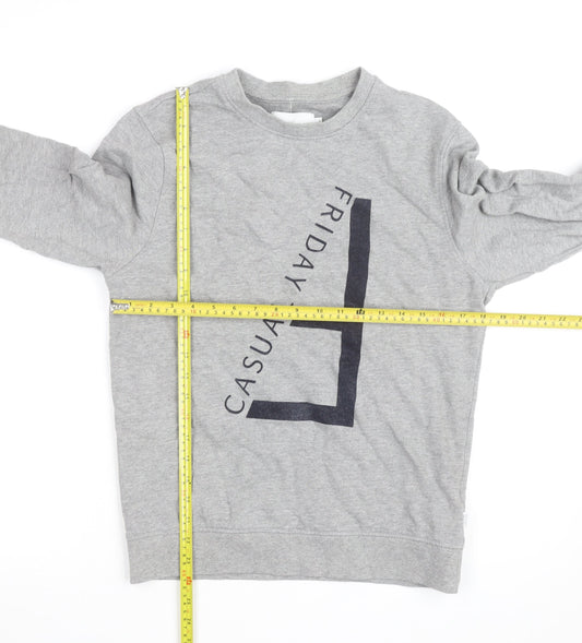 Casual Friday Men's Grey Graphic Crew Neck Sweatshirt Size S