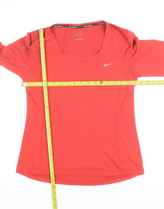 Nike Men's Red Dri-FIT Long Sleeve Running Top Size S