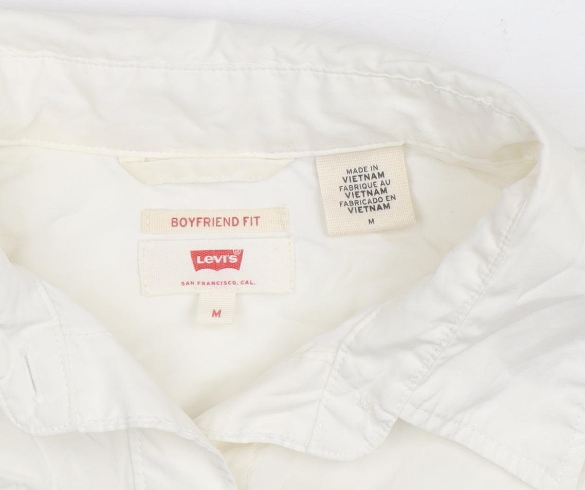 Levi's Unisex White Cotton Boyfriend Fit Long Sleeve Shirt M