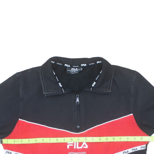 FILA Men's Black Red 1/4 Zip Sweatshirt Small Sport Fleece