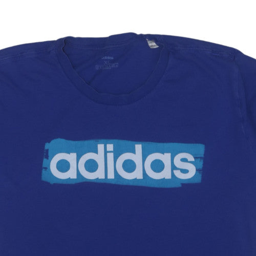 Adidas Men's Blue XL Crew Neck Cotton Graphic T-Shirt