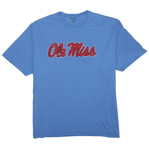 Champion Men's Blue Ole Miss Graphic T-Shirt 3XL Cotton Crew Neck