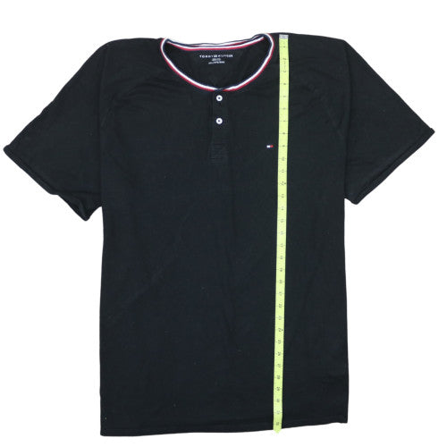 Tommy Hilfiger Men's Black 3XL Short Sleeve Henley Cotton T-Shirt