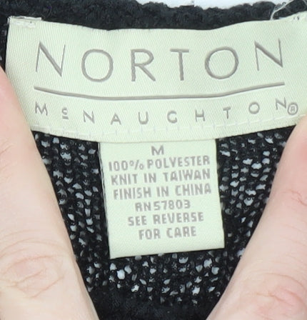 Norton McNaughton Womens Black Short Sleeve Knit Cardigan M