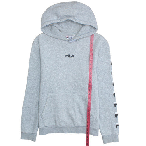 Fila Men's Grey Hoodie Pullover Sweatshirt M Logo Graphic Cotton Blend