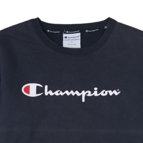 Champion Mens Blue Logo Pullover Sweatshirt Size L Crew Neck