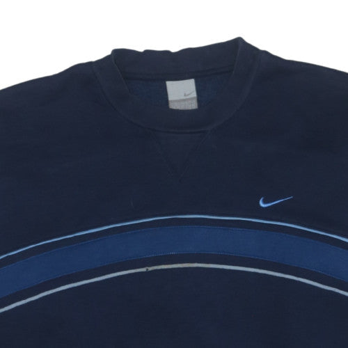 Nike Mens Blue Logo Pullover Sweatshirt L Regular Fit Vintage