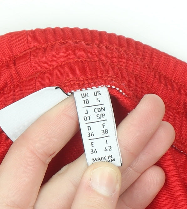 Adidas Womens Red Track Pants Size 10 Elastic Waist Zip Pocket