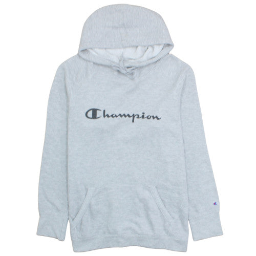 Champion Men's Grey Pullover Hoodie L Logo Fleece Sweatshirt